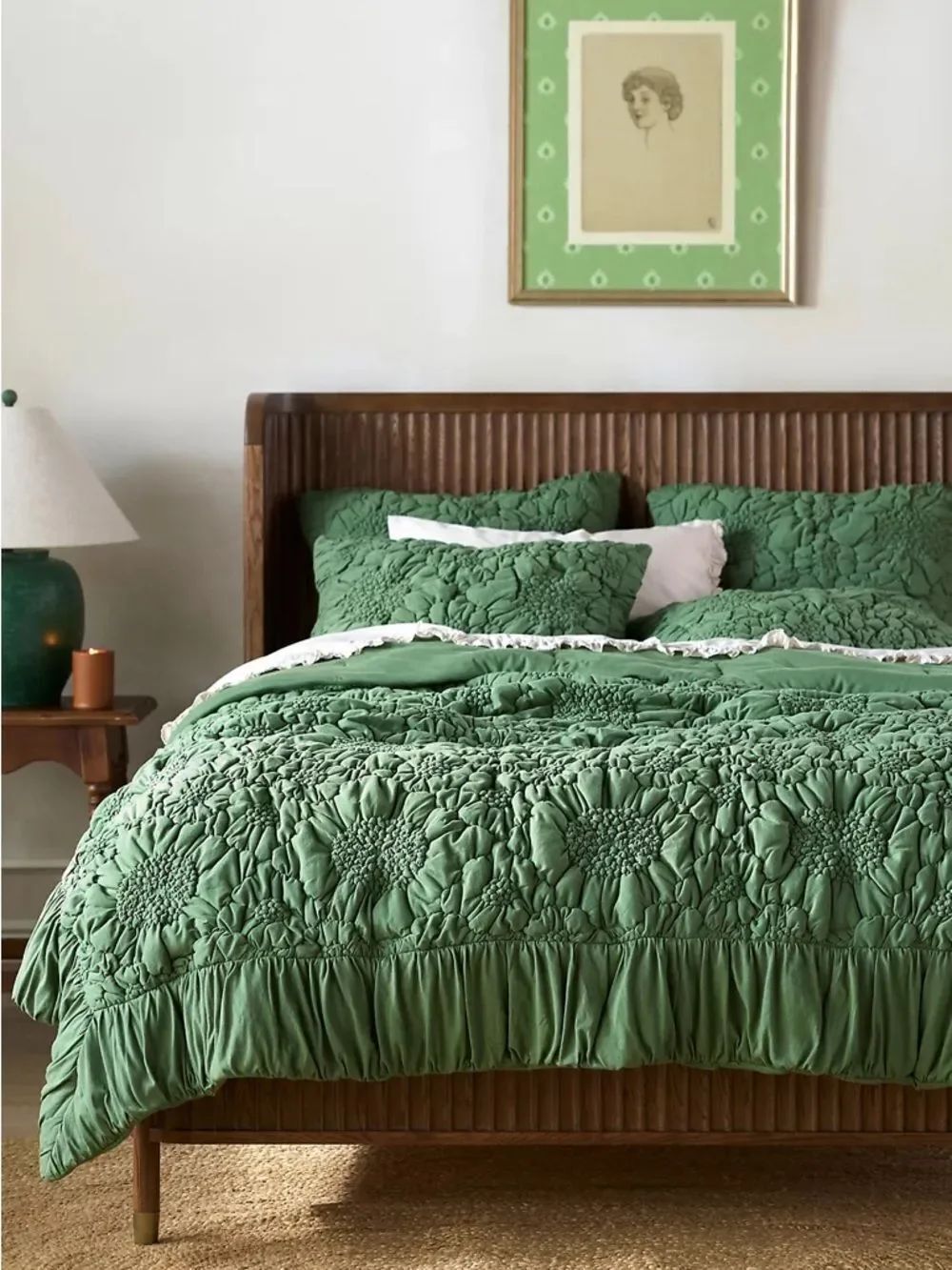 New Anthropologie Dahlia 100% Cotton Jersey Floral Quilt Size Queen